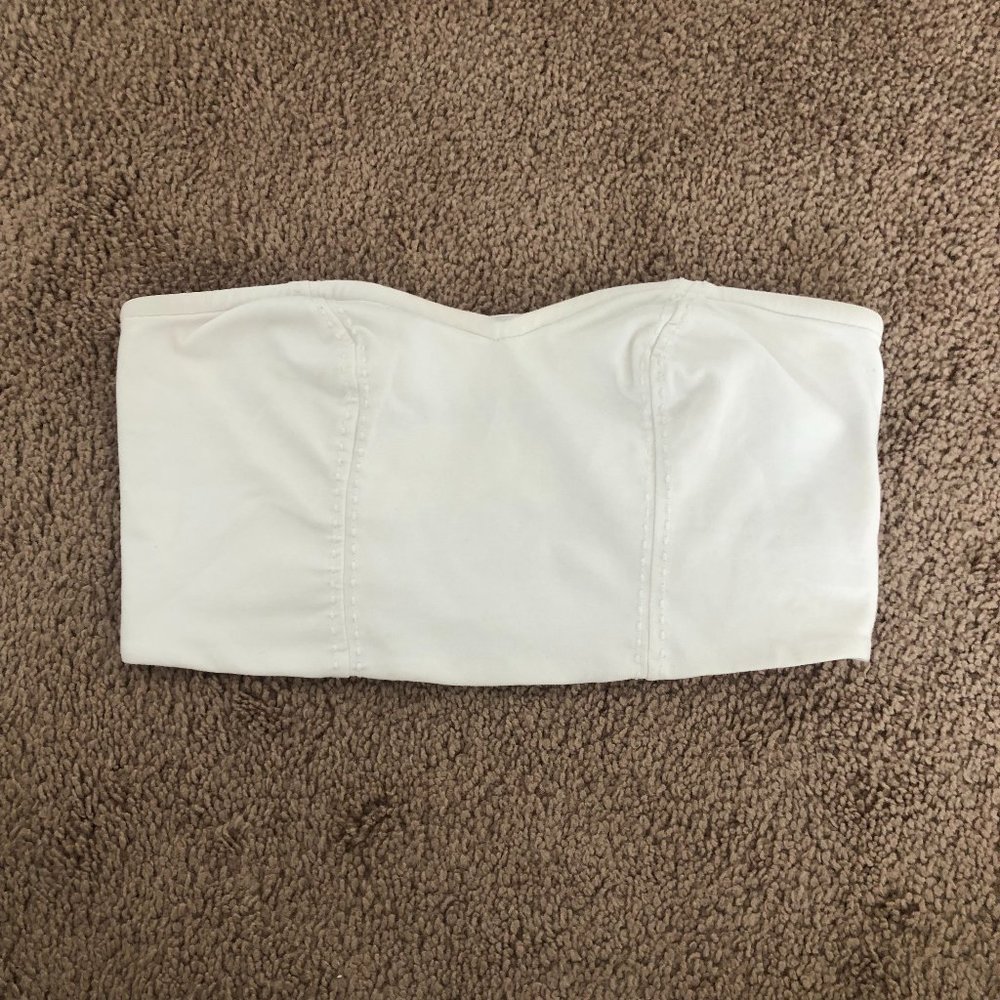White Crop Top Sleeveless Strapless Small